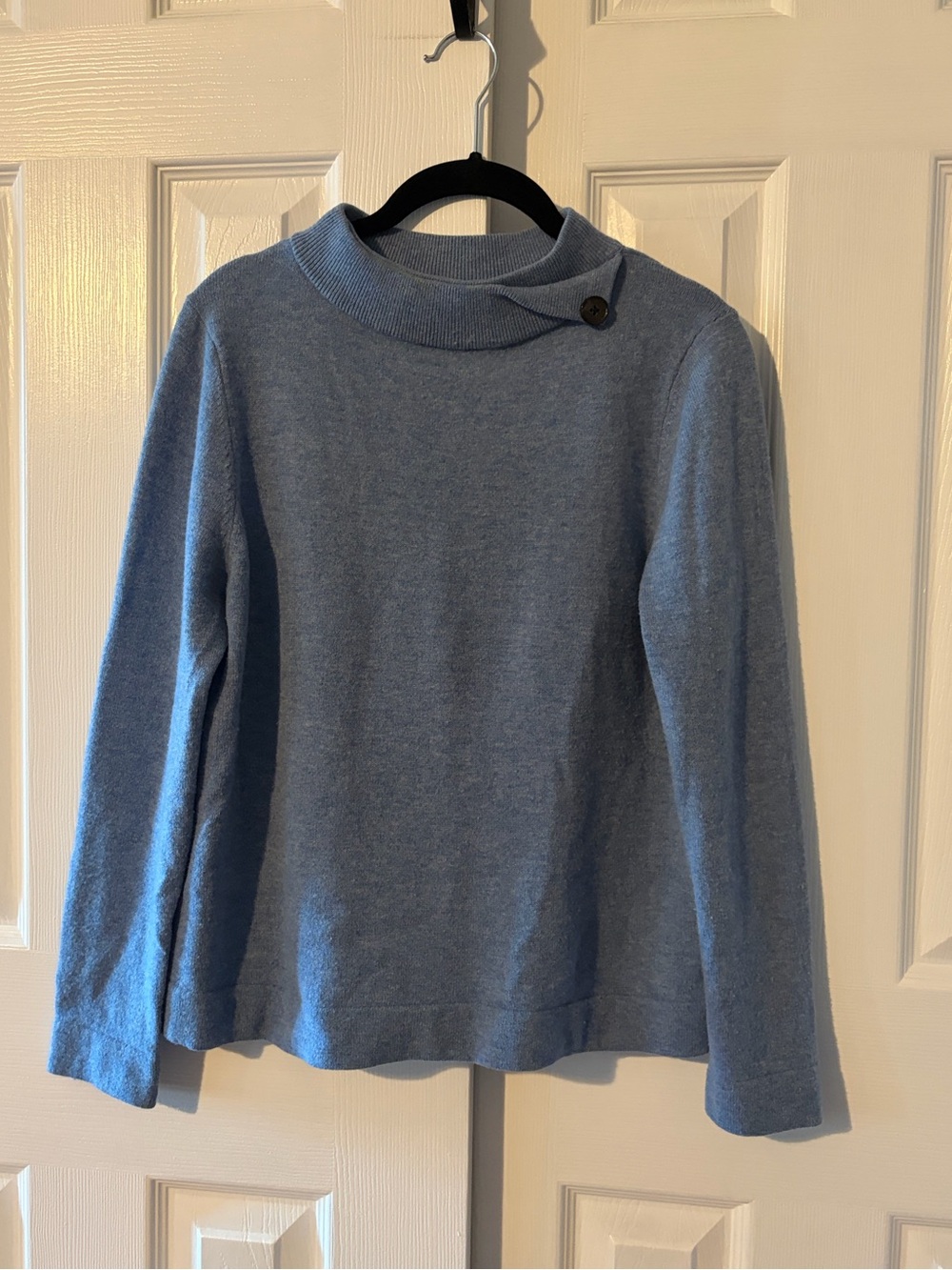 Hobbs London Talia Light Blue Pullover Merino Wool/Cashmere Button Neck Sweater